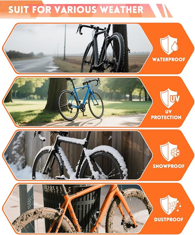 Bike Cover Waterproof Outdoor – 600D Heavy Duty Bicycle Covers for 1/2/3 Bikes – UV Rain Dust Snow Protection – Fits Road, Mountain, Cruiser, Ebike & Electric Bikes