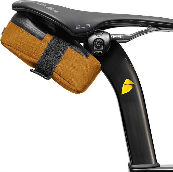 Signature Bike Saddle Bag – California Gold | 0.5L Bike Seat Bag (3" x 5.25" x 2") | Water-Resistant Ripstop, Waterproof Zipper, Internal Pocket | Durable Under Seat Storage