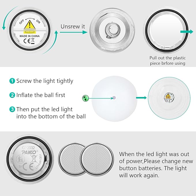 Pool Toys, LED Beach Ball, Glow in Dark Party Supplies, 4 Pack Inflatable Light up Ballon 12'' Floating Pool Light with Remote 16 Color 4 Mode