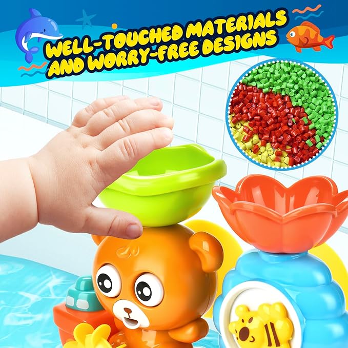 Bath Toys for Kids 1-3 Fishing Games Swimming Wind-up Turtle Toddler Bathtub Toy Water Tub Pool Toys for Baby 1 2 3 4 Years Boys Girls Gift Box