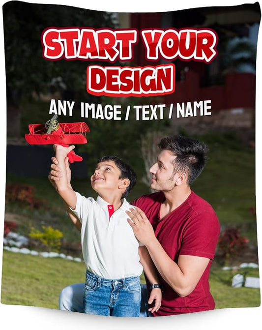 Personalized Blanket with Photo - Custom Gift for Kid Teens Adults - Picture Blankets with Name, Soft Fleece Throw for Couch, Bed