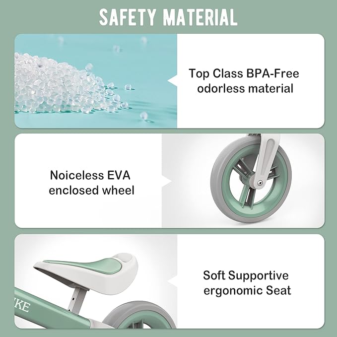 Bobike Toddler Balance Bike Toys for 1 to 4 Year Old Girls Boys Adjustable Seat and Handlebar No-Pedal Training Bike Best Gifts for Kids