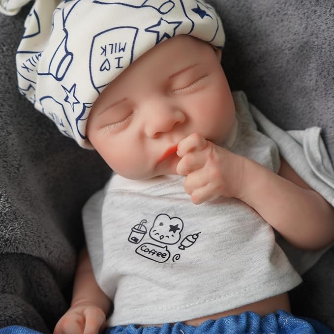 17.72 in Full Silicone Reborn Baby Dolls, 1:1 Lifelike Newborn Dolls Non Vinyl Realistic Reborn Toddler Dolls Boy Washable Sleeping Doll