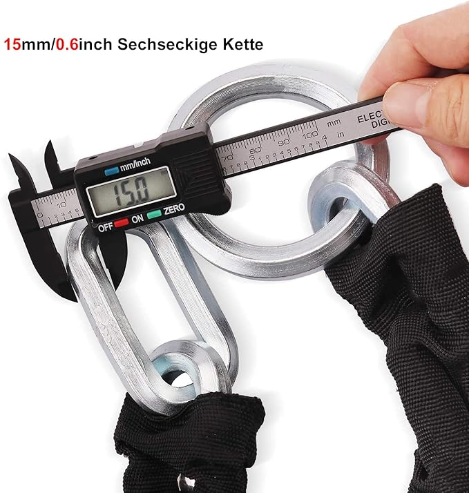 BIGLUFU Motorcycle Lock Chain Locks Heavy Duty 4ft Long, 15mm Cut Proof Square Chains, Ideal for Motorcycles, Bikes, Generator, Gates, Bicycle, Scooter