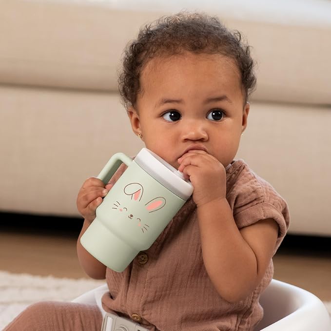 Infantino My 1st Tumbler, Silicone Sippy Cup with Straw & Handle, Spill-Resistant Baby Cup for On-the-Go, BPA-Free Transition Bottle