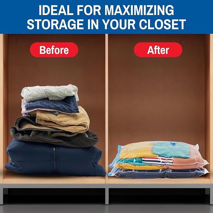 10 Pack Jumbo Vacuum Storage Bags for Comforters, Blankets & Clothes – Jumbo Vacuum Sealed Compression Bags with Hand Pump – Space Saver Storage Bags for Bedding, Moving, Travel & Organization