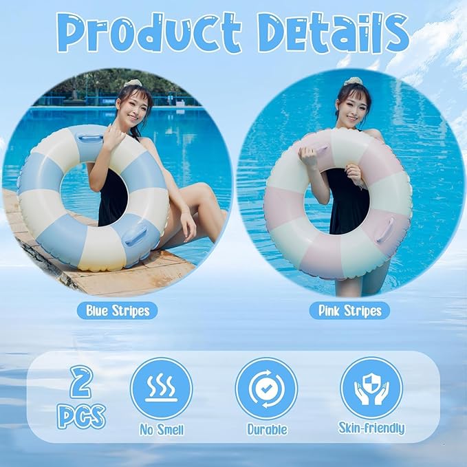 2 PCS Inflatable Pool Floats for Swimming Pool Party Lake Beach Adults - Floaties Pool Tubes Swim Rings Tubes Floaties for Beach Pool Party Decorations