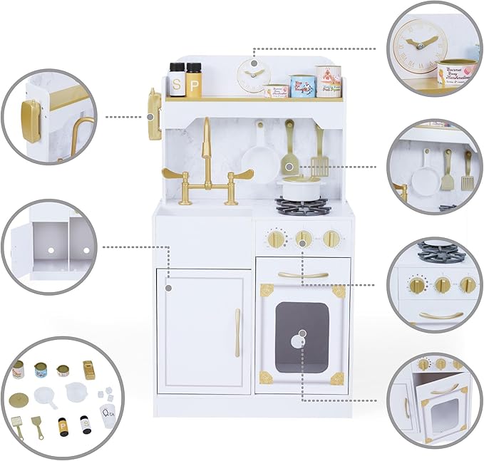 Teamson Kids Versailles Classic Kids Wooden Play Kitchen, White