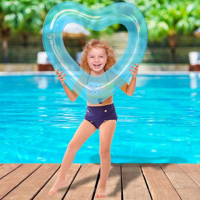 ZHUYNXIR Heart Swimming Pool Float Loungers Tube, Water Fun Beach Party Toys for Kids，Birthday Scene Layout Props.