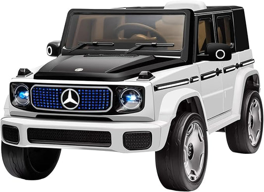 Kids Ride On Car, Electric Car for Kids, 12V Ride on Truck Toy w/Remote Control, LED Light, 3 Speeds, Music, Aged 3-5 Years Old, White