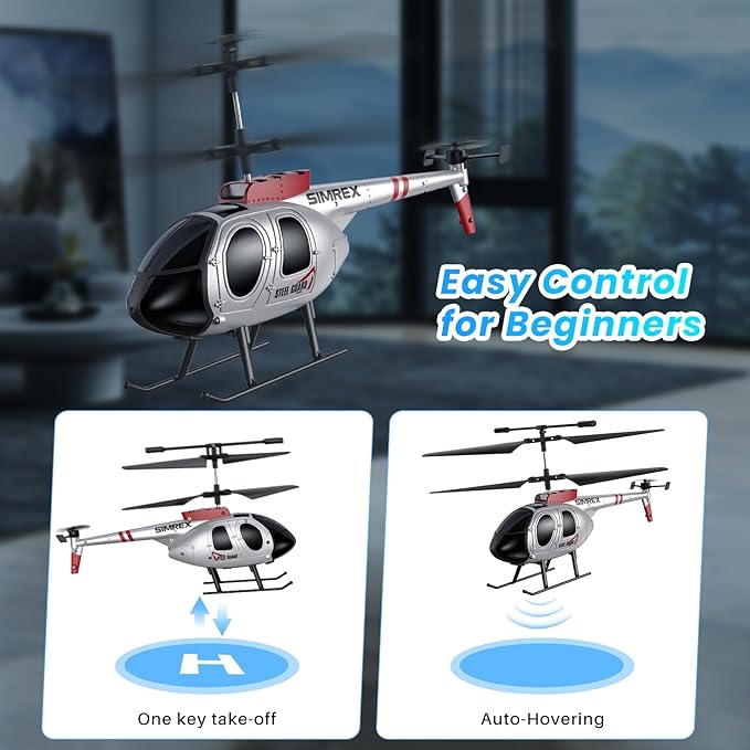 SIMREX RC Helicopter,Remote Control Helicopter Toy for Kids & Beginners, Altitude Hold, 2 Speeds,2 Batteries, Gift for Kids Boys Girls