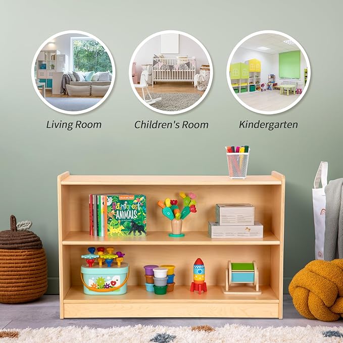 OOOK Montessori Shelf, Toy Organizers and Storage, 2-Tier Toddler Bookshelf Suitable for Classroom, Kindergarten, Kids Room, Playroom and Daycare Center