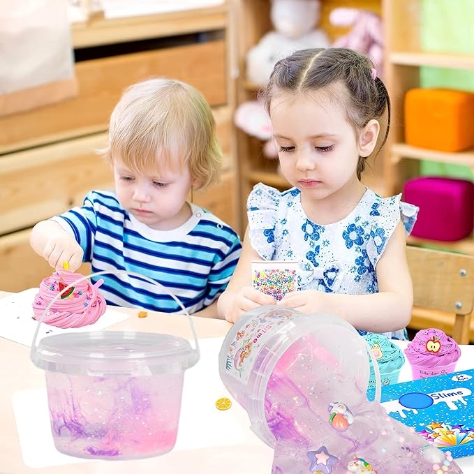 Clear Slime Unicorn Dreamy Glitter,10 oz Slime Bucket with 12 Bags Set,Party Favors,Great for Birthday Gifts for Girl and Boys,Christmas Stocking Stuffers