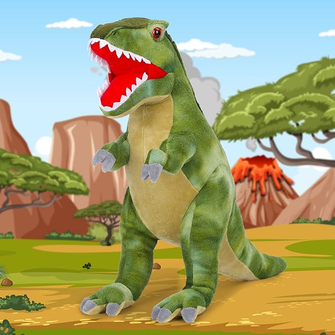 Tyrannosaurus Rex Plush Toy, 18" Dinosaur Stuffed Animal Throw Plushie Pillow Doll, Soft Blue Fluffy Friend Hugging Cushion - Present for Every Age & Occasion