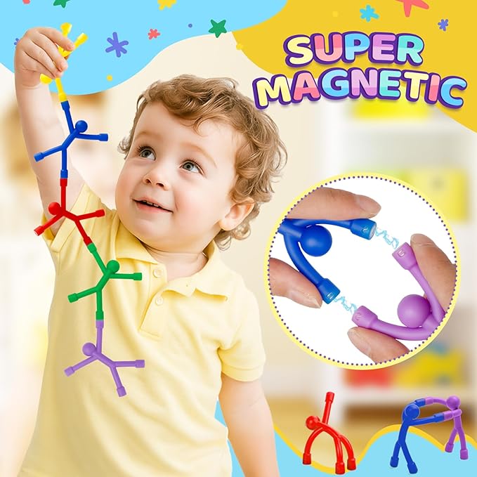 Magnetic Toddlers Sensory Toys, 10Pcs Road Trip Car Airplane Travel Activities Essentials Toy for Kids Ages 4-8, Fidget Toys for Adults Teens Boys girls Stress Relief, Strong Fridge Magnet Men People