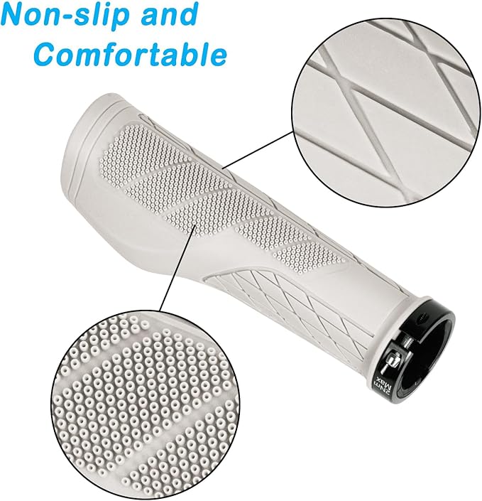 SOLODRIVE Ergonomic Design Mountain Bike Grips, Comfortable Bicycle Handlebar Grips, Single Lock-on and Non-Slip MTB Handle, Fit MTB, E-Bike, Hybrid, Scooter