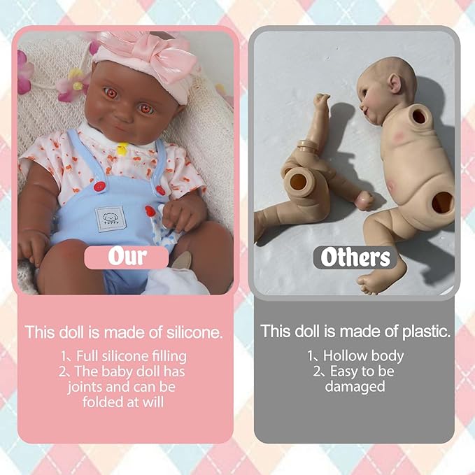 18.5 in Full Silicone Reborn Baby Dolls, 1:1 Lifelike Newborn Dolls Non Vinyl Realistic Reborn Toddler Dolls Boy Washable Sleeping Doll