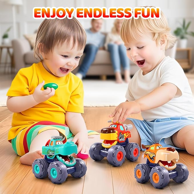 OCATO Car Toys for 1 Year Old Boy Gifts, Pull Back Monster Truck Toy Cars for Toddlers 1-3, 1 2 3 One Year Old Boy Birthday Gift 1st Vehicles Kids Stocking Stuffers Toddler Baby Boys Toys 12-18 Months