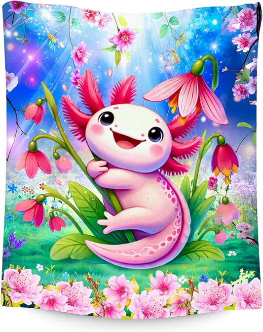Girls Blanket, Axolotl Blanket for Girls, Gifts for Toddler Kids, Cute Flannel Throw for Daughter, 40"x50"