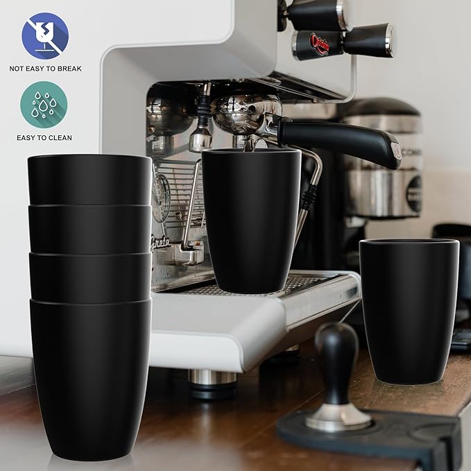 Wheat Straw Cups 6 PCS Good Alternative to Plastic Reusable Cups 20 oz Unbreakable Drinking Cup Reusable Dishwasher Safe Water Plastic Glasses Black