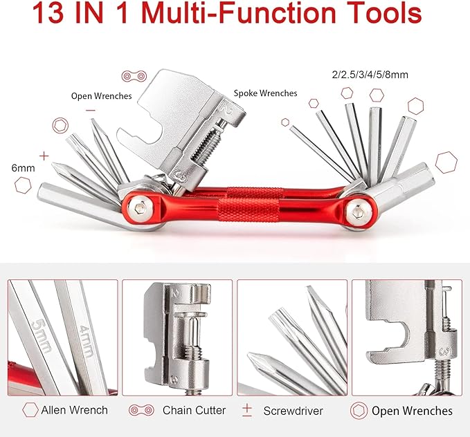 Bicycle Repair Tool Kit with Bike Pump & Saddle Bag - Bike Tool Kits for Repair and Maintenance at Home or on the Road - Bike Tire Repair Kit