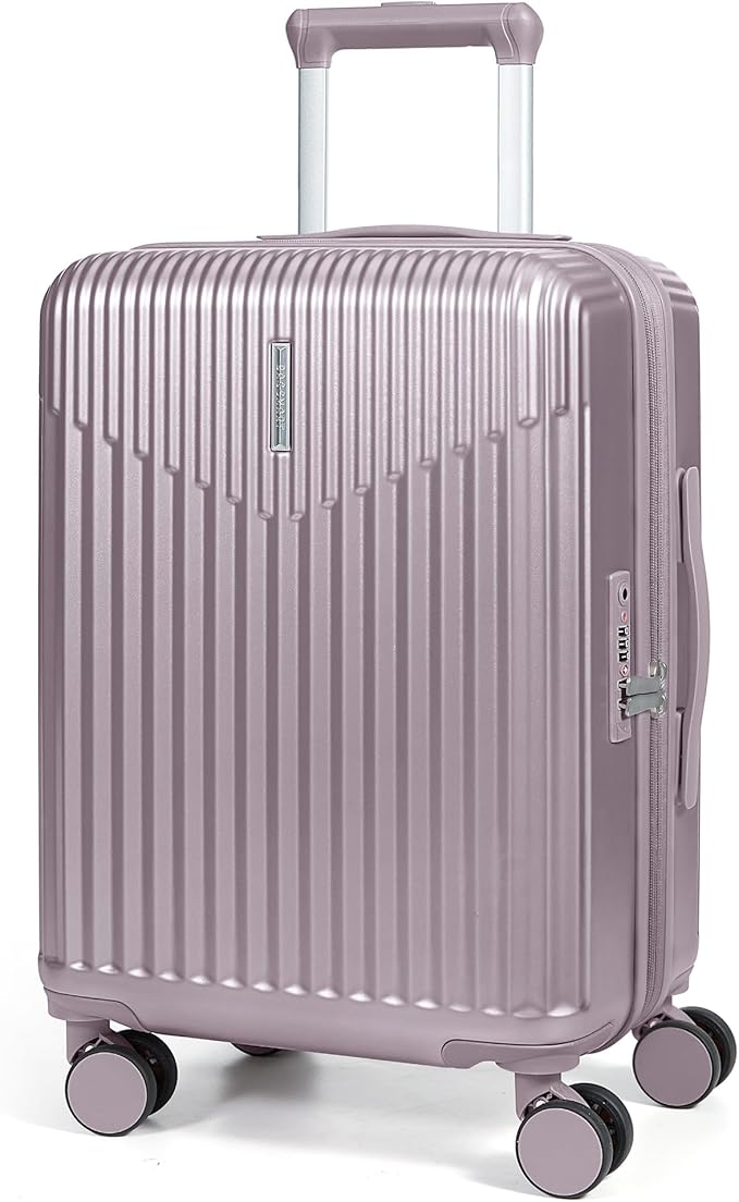 BAGSMART Carry On Luggage 22x14x9 Airline Approved with Spinner Wheels,100% PC Hardside Expandable Luggage with TSA Lock for Trips, 20 Inch Rolling Suitcases for Men Women,Purple