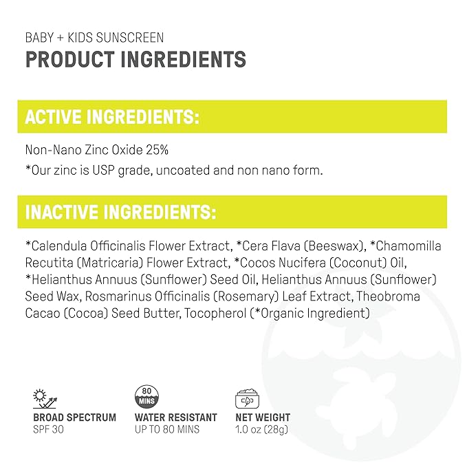 Raw Elements Baby & Kids SPF 30 Organic Sunscreen Stick, Non-Nano Zinc Oxide, Reef-Safe, Cruelty-Free, Gluten & Nut Free, Zero Waste Tube, Travel Sunblock 1.0 oz
