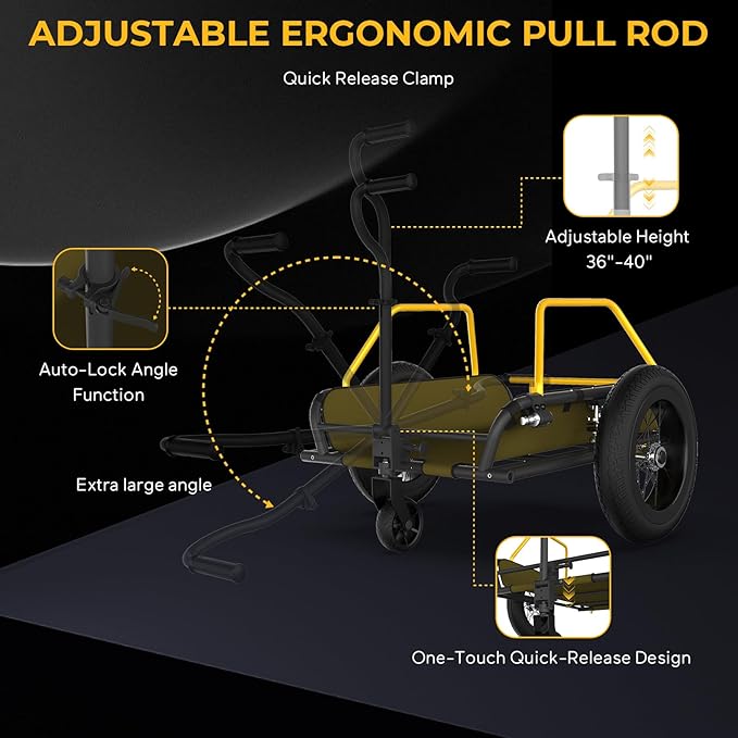 2 in 1 Bike Cargo Trailer and Wagon Cart, Bike Trailer with 360°Swivel Caster, Supports up to 150 lbs, Detachable Bicycle Trailers with 16"×3" Fat tire, Quick Release Wheel & Double Suspension