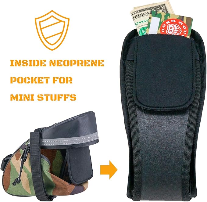 Rough Enough Bike Saddle Bag Seat Pack with 3M Reflective Tape for Road Mountain Bikes Outdoor Tactical Camo
