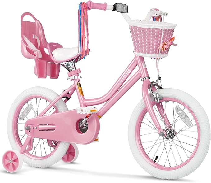 XJD Girls Bike for Toddlers and Kids Ages 2-12 Years Old,12 14 16 Inch Kids Bike with Training Wheels & Basket