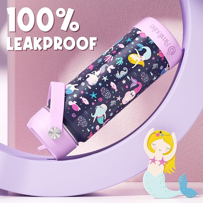 Fimibuke Kids Insulated Water Bottle, 18oz BPA FREE 18/8 Stainless Steel Kids Cup with Straw Travel Tumbler Double Wall Vacuum Leak Proof Toddler Water Bottle for School Boys Girls(1 Pack, Game)