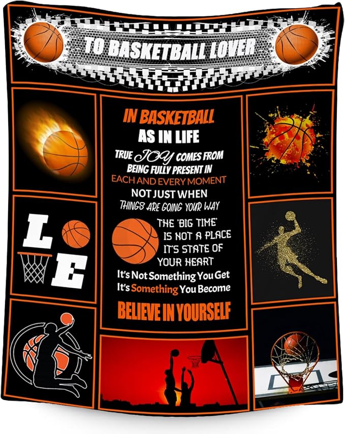 Basketball Gifts for Boys, Basketball Blanket for Girls Boys, Sport Throw Blankets for Player, Fleece Plush Kids Throws for Couch Bed Present Ideas (50x60 Inch)