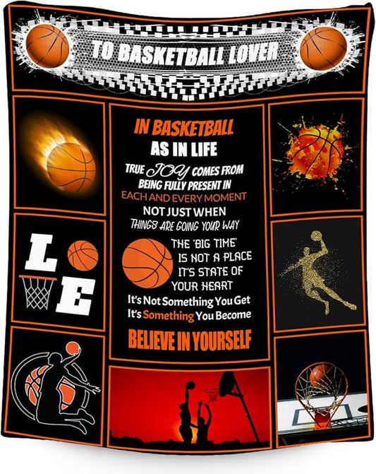 Basketball Gifts for Boys, Basketball Blanket for Girls Boys, Sport Throw Blankets for Player, Fleece Plush Kids Throws for Couch Bed Present Ideas (60x80 Inch)