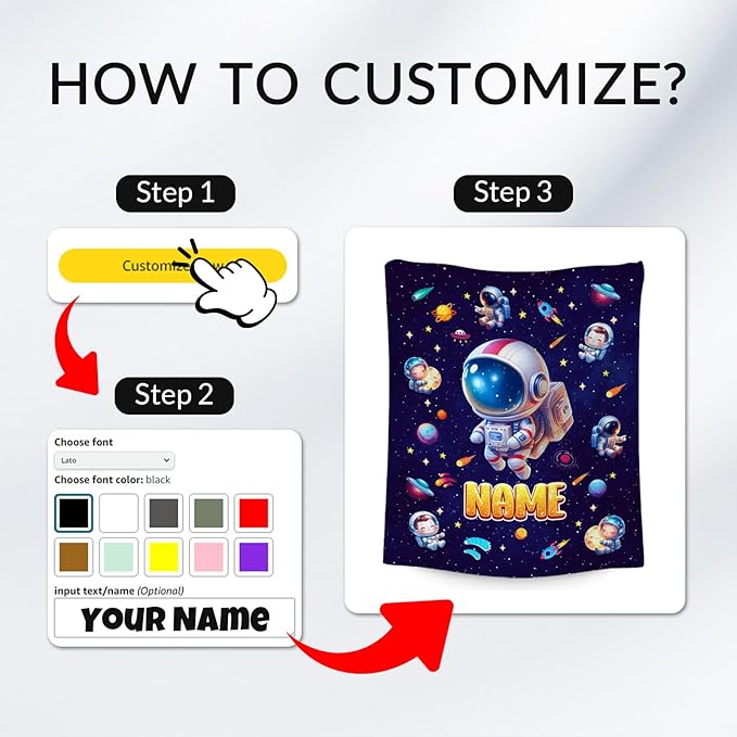 Boys Blankets - Personalized Planet Gifts for Kids - Cozy Lightweight Throw Blanket for Sofa Office Bed, 4 Size