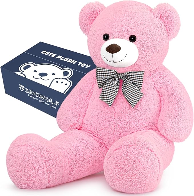 Giant Pink Teddy Bear 47" Stuffed Animals Plush Toy, 4 Feet Cute Life Size Big Soft Bear for Boy Girl Birthday Valentine Mother's Day, 120CM, 5LBs
