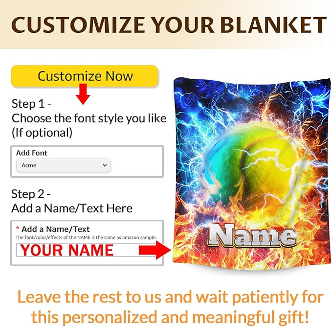 Tennis Blanket for Son Grandson on Birthday, Personalized 50x40 Inches Cozy Soft Small Tennis Blankets for Kids Boys Sports Decor for Sofa Couch