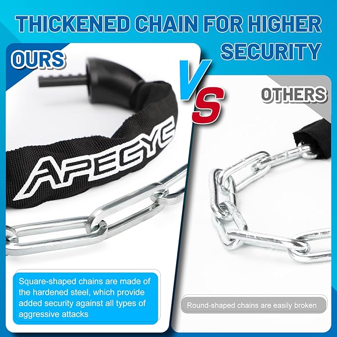 Heavy Duty Bike Chain Lock – 5 Digit Combination Anti-Theft Bicycle Lock, 3FT/4FT/5FT Hardened Steel Square Links for E-Bike, Motorcycle, Scooter, Gate