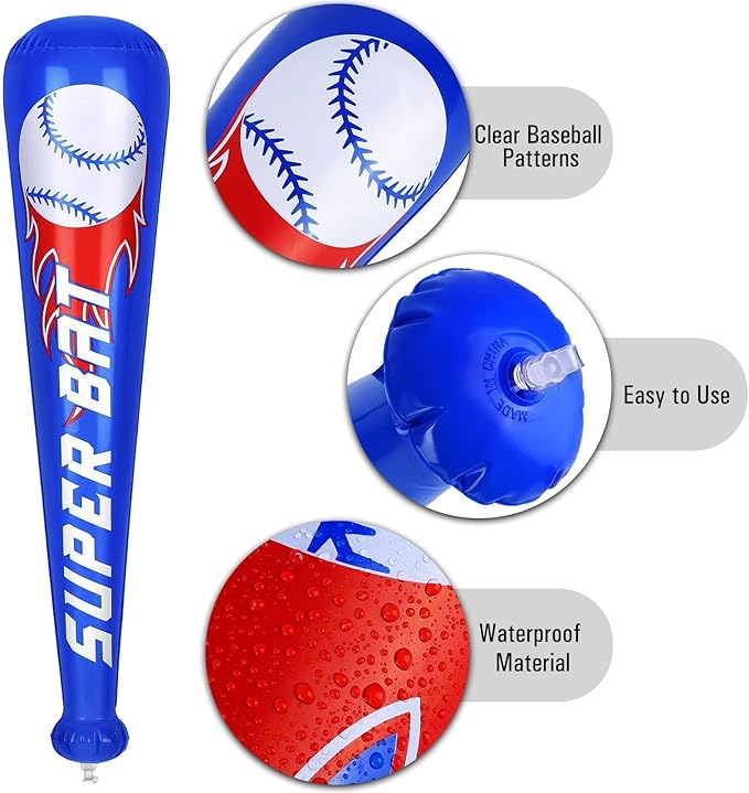 durony 18 Pieces Baseball Bat Inflates 22 Inch Inflatable Baseball Inflates, Baseball Party Supplies, Sports Theme Toy, Birthday Party Decorations