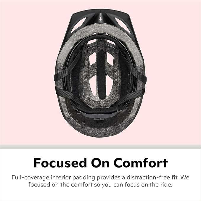 Schwinn Beam Lighted Helmet for Adults, Size 58 - 62 cm for Riders Ages 14+, Rear LED Light, Reflective Strips, Adjustable Dial and Straps, 17 Air Vents, Removable Visor, Adult Bike Helmet