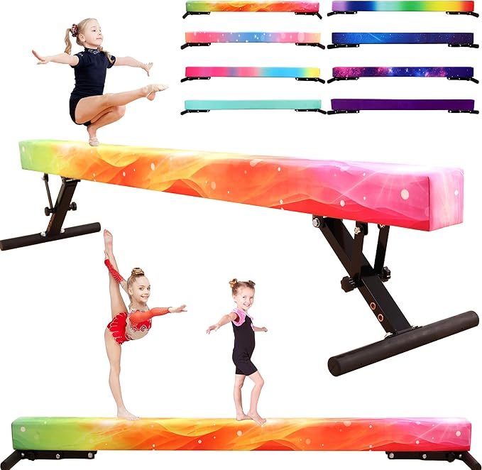 Adjustable Balance Beam 8 ft Gymnastic Beam Adjustable Height for Kids and Teenage of All Gymnastic Levels, Gymnastic Training Beam Gymnastic Equipment for Athlete Home and Gym Club Use