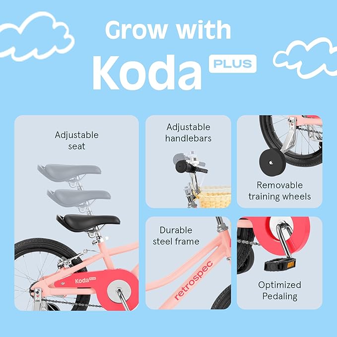 Retrospec Koda Plus Kids Bike for Boys & Girls Ages 4-6 Years - 16" Children's Bicycle, Adjustable Seat & Handlebars