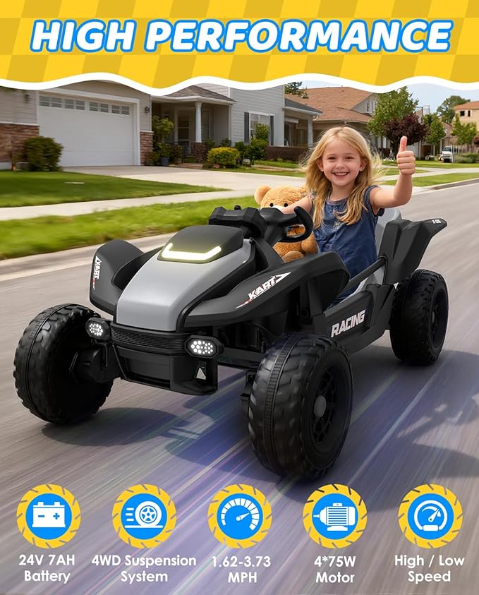 24V Ride On Toys for Big Kids, 24V 2 Seats, 4WD Ride on Car w/Remote Control, OP70 Electric Car with Multimedia Including Music, Story, Wireless Connection, Ideal Gift for Xmas & Birthday