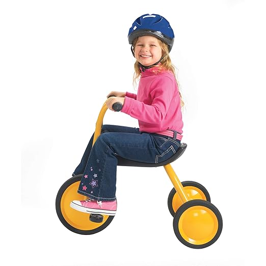 MYRIDER Toddler Trike, Kids Tricycle for Preschool, Daycare, Playground Kids Tricycles, Rubber Tires, Yellow/Black, 12" Midi
