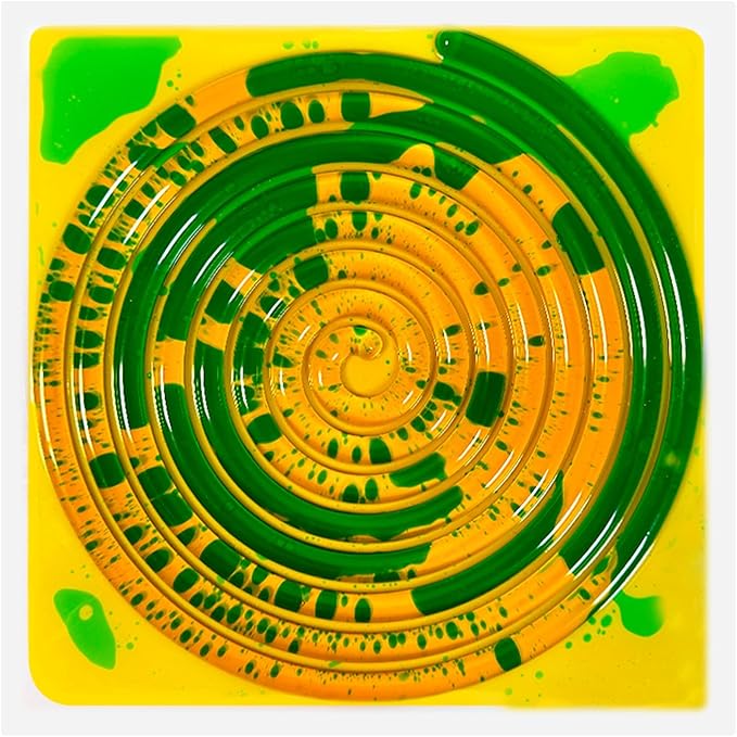 Sensory Floor Lava Tiles: Sensory Liquid Tiles Colorful Liquid Fusion Activity Play Mat, Textured Sensory Lava Mat, for Ages 3 to Adult, Square (Yellow Green) 11.8" X 11.8" Set of 1