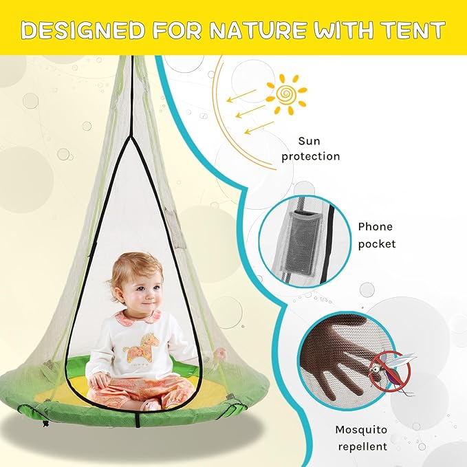 SkyBound Tree Swing Saucer Swing - 600LB Weight Capacity - Outdoor Swing with Hanging Straps - Waterproof Tree Swings for Kids - Tire Swings for Trees - Durable Flying Swing Seat for Children