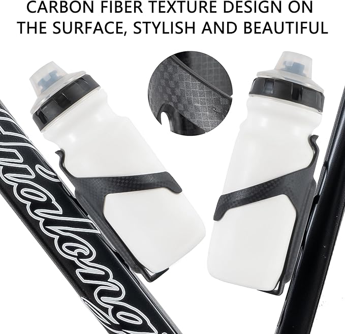 Nylon Carbon aero Bike Water Bottle Holder Cage for Road Bikes Mountain Gravel e Bike Bicycle for 2.76-2.95 in Diameter Bottles, 2-Pack