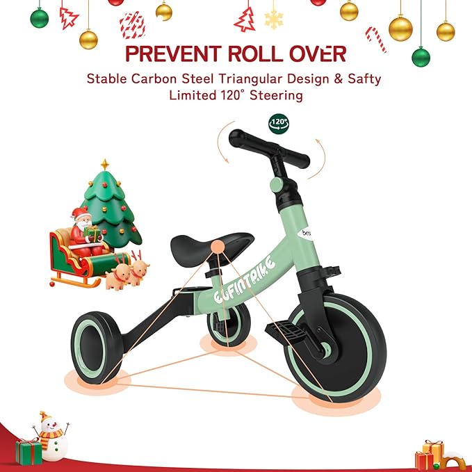 besrey 5 in 1 Toddler Bike for 1 Year to 4 Years Old Kids, Toddler Tricycle Kids Trikes Tricycle, Toys for Boy & Girl, Balance Training, Removable Pedals
