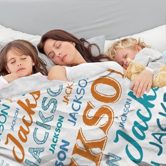 Ship Next Day, Personalized Baby Blanket with Name - Printed in USA, Custom Name Blanket for Boys Girls Kids, Customized Flannel Blankets Gifts for Teen Shower Toddlers Christmas Brithday