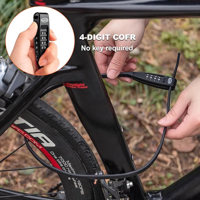 CXWXC Zip Tie Lock - 4-Digit Combo Cable Locks for Bike Motorcycle Helmet, Skateboard, Skis, Snowboard, Stroller & Cabinet - Ideal for Lightweight Security (Balck, 70CM)