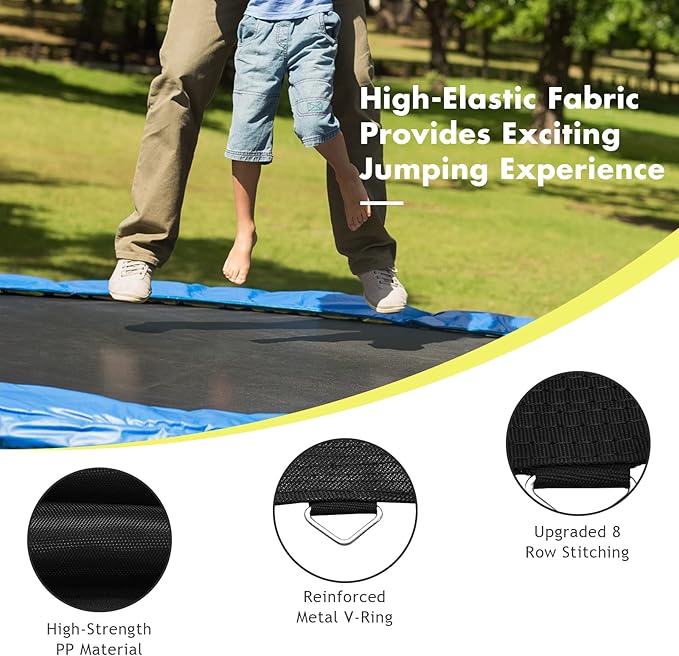 Giantex Replacement Trampoline Mat, High-Elastic PP Weather-Resistant Mat Fits 8 10 12 14 16ft Round Frame, Spring Not Included